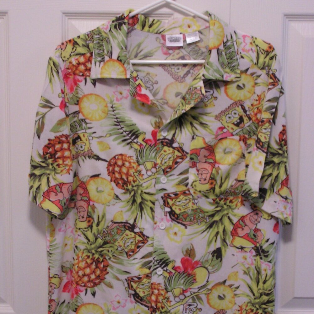 Sponge Bob Square Pants Men's button up short sleeve shirt
